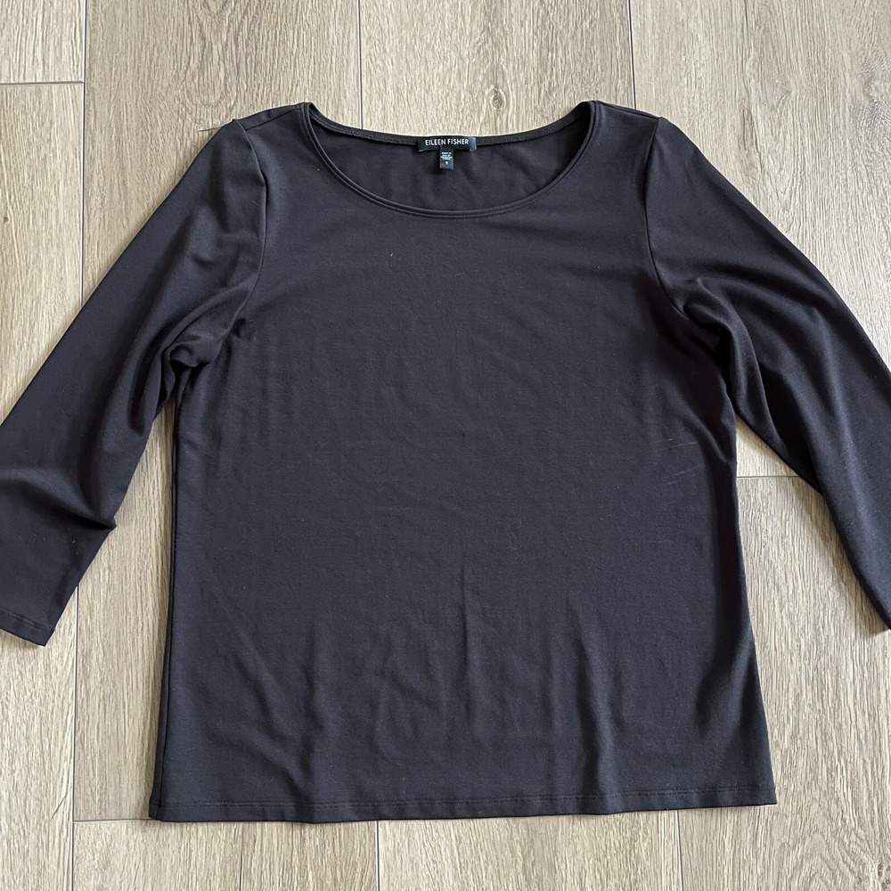 EILEEN FISHER Size S Long Sleeve Top Layering Brown Capsule Wardrobe Corpcore